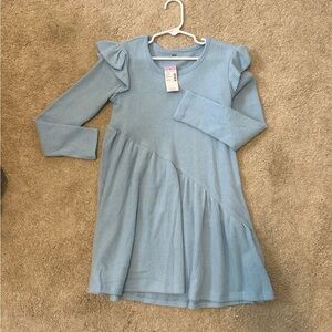 Blue Long-Sleeve Kids Dress